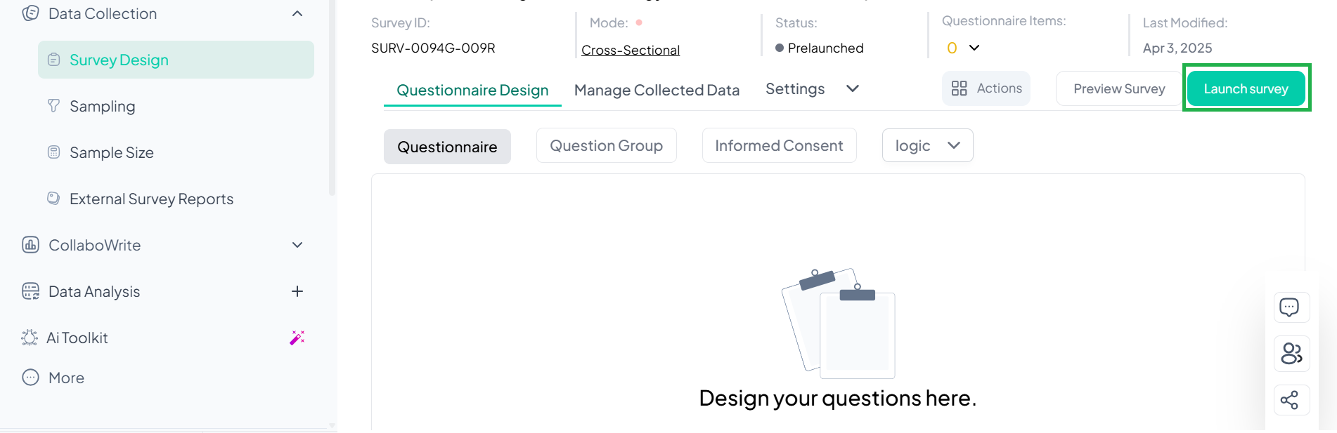 Launch survey